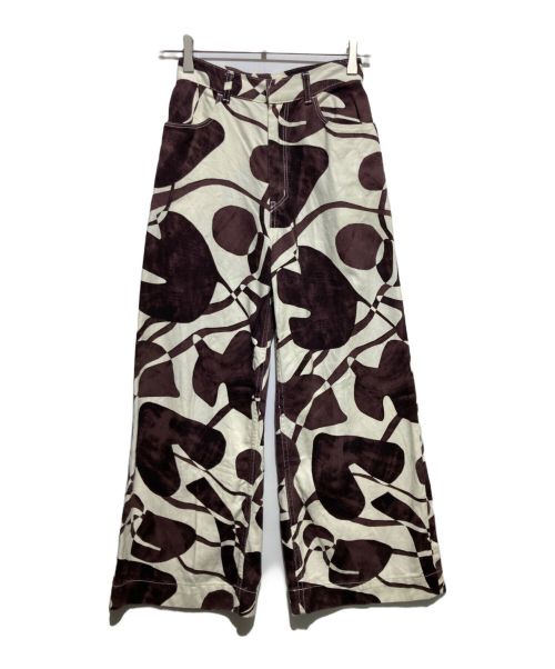 PHEENY（フィーニー）PHEENY (フィーニー) DRILL LEAF PRINT HIGH WAIST PANTS パープル サイズ:1の古着・服飾アイテム