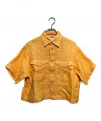 AURALEEオーラリー）の古着「LINEN DOUBLE FACE HARF SLEEVED SHIRTS」｜オレンジ