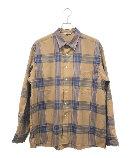 AURALEE（オーラリー）AURALEE (オーラリー) SUPER LIGHT WOOL CHECK SHIRTS ブラウン サイズ:5の古着・服飾アイテム