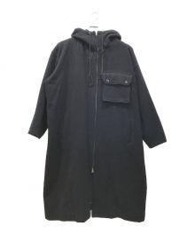 Y's（ワイズ）の古着「WOOL MOSSER HOODED COAT DRESS」｜ネイビー