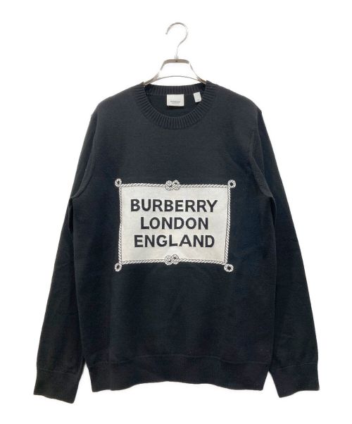 BURBERRY（バーバリー）BURBERRY (バーバリー) pullover with logo SWEATER KNIT ブラック サイズ:Mの古着・服飾アイテム