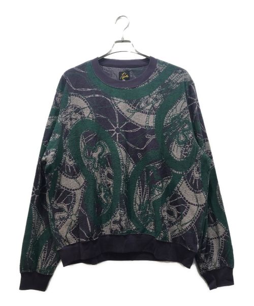 Needles（ニードルズ）Needles (ニードルズ) Crew Sweat Shirt - Papillon Pile Jq パープル×グリーン サイズ:XLの古着・服飾アイテム