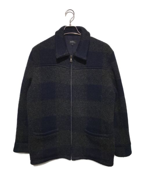 A.P.C.（アーペーセー）A.P.C. (アー・ペー・セー) ウールジップアップジャケット ネイビー サイズ:Mの古着・服飾アイテム