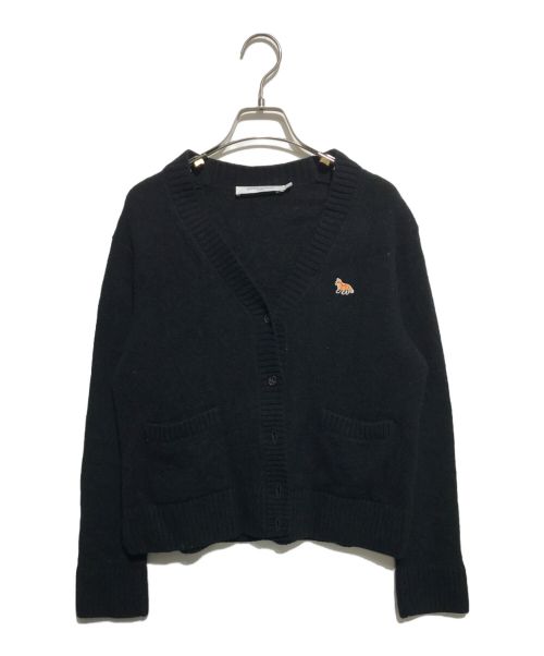 maison kitsune（メゾンキツネ）maison kitsune (メゾンキツネ) フィックスパッチニットカーディガン ブラック サイズ:Mの古着・服飾アイテム