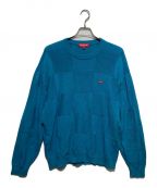 SUPREMEシュプリーム）の古着「Tonal Checkerboard Small Box Sweater (トナル　チェッカーボード　スモール　ボックス　セーター)」｜ブルー