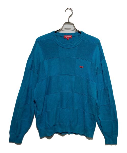 SUPREME（シュプリーム）SUPREME (シュプリーム) Tonal Checkerboard Small Box Sweater (トナル　チェッカーボード　スモール　ボックス　セーター) ブルー サイズ:Lの古着・服飾アイテム