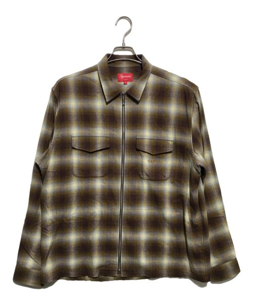 SUPREME（シュプリーム）Supreme (シュプリーム) Shadow Plaid Flannel Zip Up Shirt ブラウン サイズ:Ｌの古着・服飾アイテム