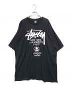 stussyステューシー）の古着「ワールドツアープリントTシャツ」｜ブラック