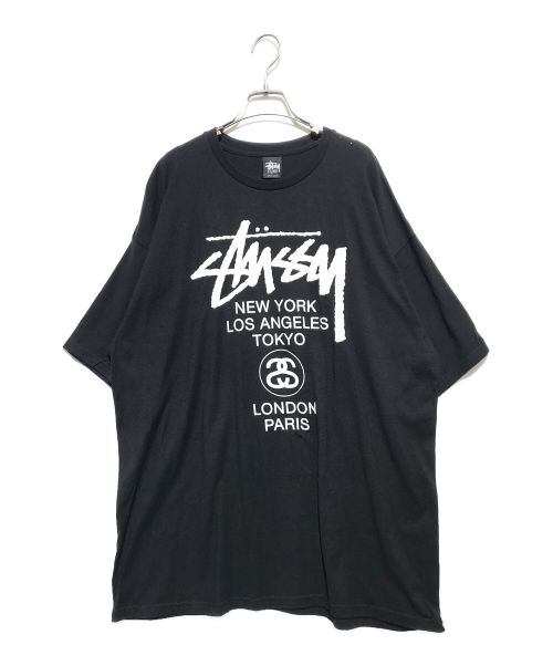 stussy（ステューシー）stussy (ステューシー) ワールドツアープリントTシャツ ブラック サイズ:XLの古着・服飾アイテム