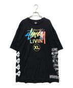 stussyステューシー）の古着「LIVIN カレッジTシャツ」｜ブラック