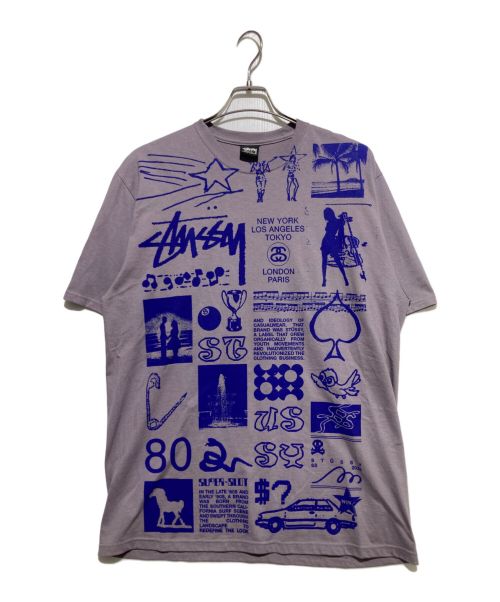 stussy（ステューシー）stussy (ステューシー) SARAプリントカットソー パープル サイズ:Lの古着・服飾アイテム