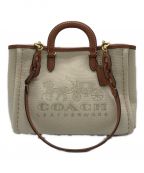 COACHコーチ）の古着「リース トート 28」｜アイボリー×ブラウン