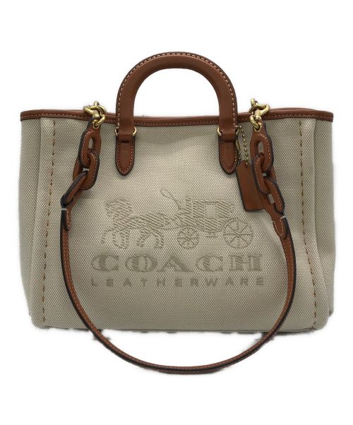 COACH（コーチ）COACH (コーチ) リース トート 28 アイボリー×ブラウンの古着・服飾アイテム