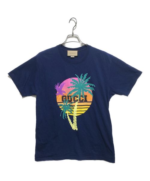 GUCCI（グッチ）GUCCI (グッチ) Palm Tree Cotton jersey T-shirt ネイビー サイズ:Sの古着・服飾アイテム