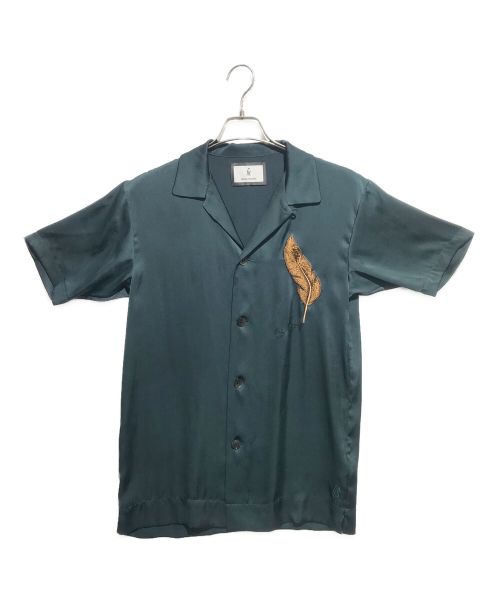 MIHARA YASUHIRO（ミハラヤスヒロ）MIHARA YASUHIRO (ミハラヤスヒロ) EMBROIDERED SHIRT 羽刺繍シャツ グリーン サイズ:44の古着・服飾アイテム