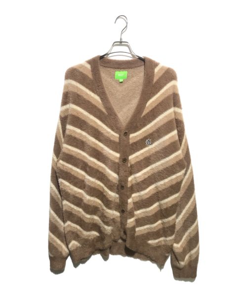 HUF（ハフ）HUF (ハフ) CHEVRON KNIT CARDIGAN ブラウン サイズ:XLの古着・服飾アイテム