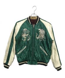 東洋エンタープライズ（トウヨウエンタープライズ）の古着「Mid 1950s Style Velveteen Souvenir Jacket “ROARING TIGER” × “WHITE EAGLE”」｜ブラウン×グリーン