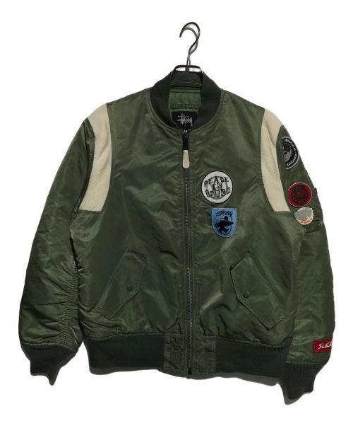 ALPHA（アルファ）ALPHA (アルファ) stussy (ステューシー) FRAGMENT DESIGN (フラグメントデザイン) 25周年記念MA-1ジャケット グリーン サイズ:Mの古着・服飾アイテム