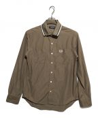 FRED PERRYフレッドペリー）の古着「RIB COLLAR LONG SLEEVE SHIRT」｜ブラウン