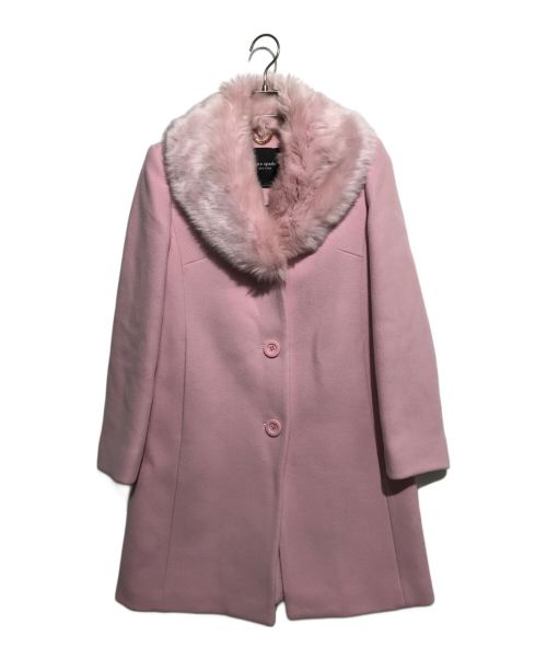 Kate Spade（ケイトスペード）Kate Spade (ケイトスペード) Faux Fur Lapel Wool Coat ピンクの古着・服飾アイテム