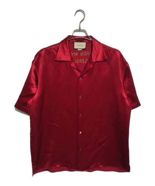 GUCCI（グッチ）GUCCI (グッチ) Embroidered Bowling Shirts レッド サイズ:54の古着・服飾アイテム