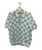 GUCCIグッチ）の古着「GG KNIT COTTON PIQUET Polo」｜ベージュ