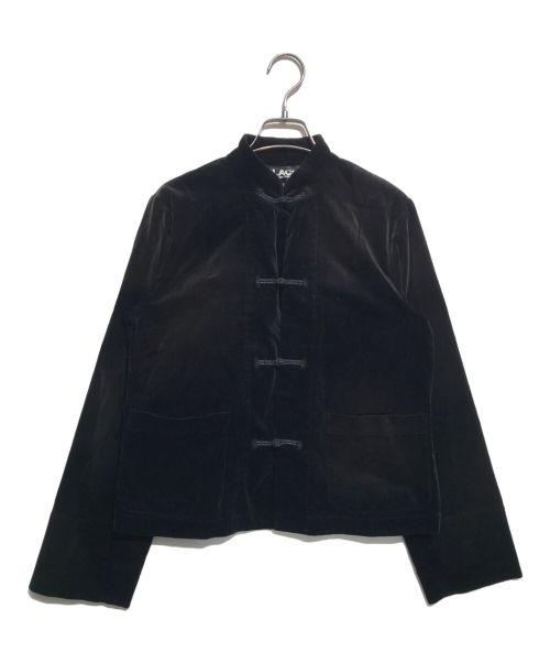 BLACK COMME des GARCONS（ブラック コムデギャルソン）BLACK COMME des GARCONS (ブラック コムデギャルソン) ブリーチ加工ベロアカンフージャケット ブラック サイズ:XSの古着・服飾アイテム