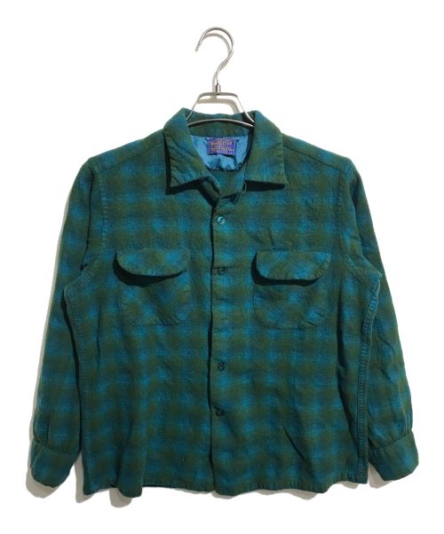 PENDLETON（ペンドルトン）PENDLETON (ペンドルトン) 開襟ウールシャツ ブルー×グリーン サイズ:Ｌの古着・服飾アイテム