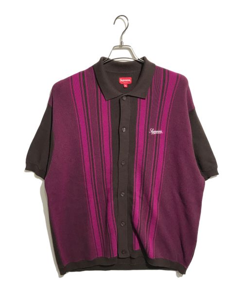 SUPREME（シュプリーム）SUPREME (シュプリーム) Stripe Button Up Polo ブラウン サイズ:XLの古着・服飾アイテム