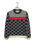 GUCCIグッチ）の古着「GG JACQUARD BORDER KNIT」｜ネイビー