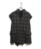 URUウル）の古着「WOOL CHECK BELTED VEST」｜グレー