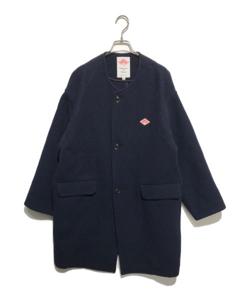 DANTON（ダントン）DANTON (ダントン) WOOL LIGHT PILE ノーカラーロングコート ネイビー サイズ:38の古着・服飾アイテム