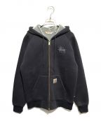 Carhartt WIP×stussyカーハート×ステューシー）の古着「STUSSY CAR-LUX HOODED JACKET」｜ブラック