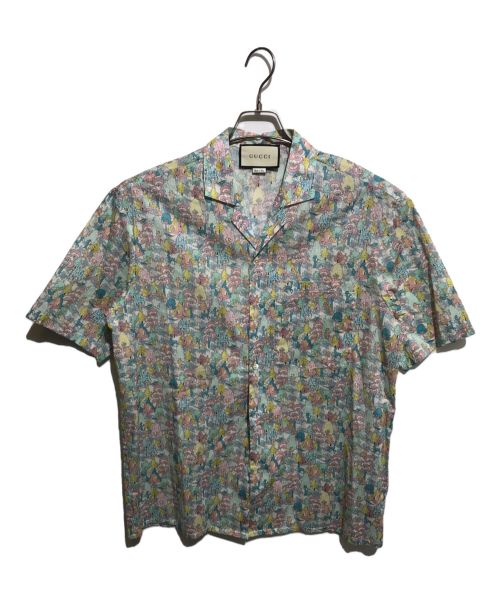 GUCCI（グッチ）GUCCI (グッチ) LIBERTY (リバティ) London Print Logo Vacation Shirt ブルー サイズ:50の古着・服飾アイテム