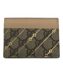 GUCCI（グッチ）の古着「GGホースビットキャンバスカードホルダー」｜ベージュ