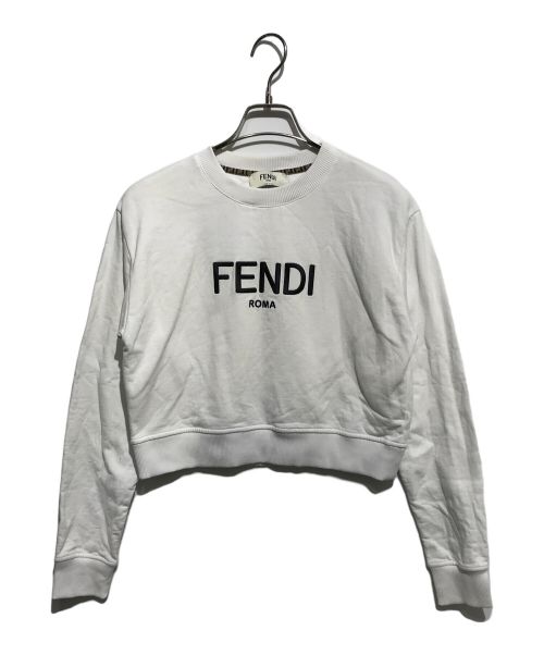 FENDI（フェンディ）FENDI (フェンディ) ロゴクロップドスウェット ホワイト サイズ:ＸＳの古着・服飾アイテム