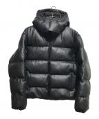 wastedウェイステッド）の古着「Puffer Hood Faux Leatherジャケット」｜ブラック