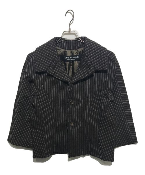 JUNYA WATANABE COMME des GARCONS（ジュンヤワタナベ コムデギャルソン）JUNYA WATANABE COMME des GARCONS (ジュンヤワタナベ コムデギャルソン) デザインテーラードジャケット ブラック×ネイビー サイズ:Mの古着・服飾アイテム