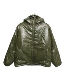 X-LARGE（エクストララージ）の古着「QUILTING LOGO HOODED PUFFER JACKET」｜グリーン