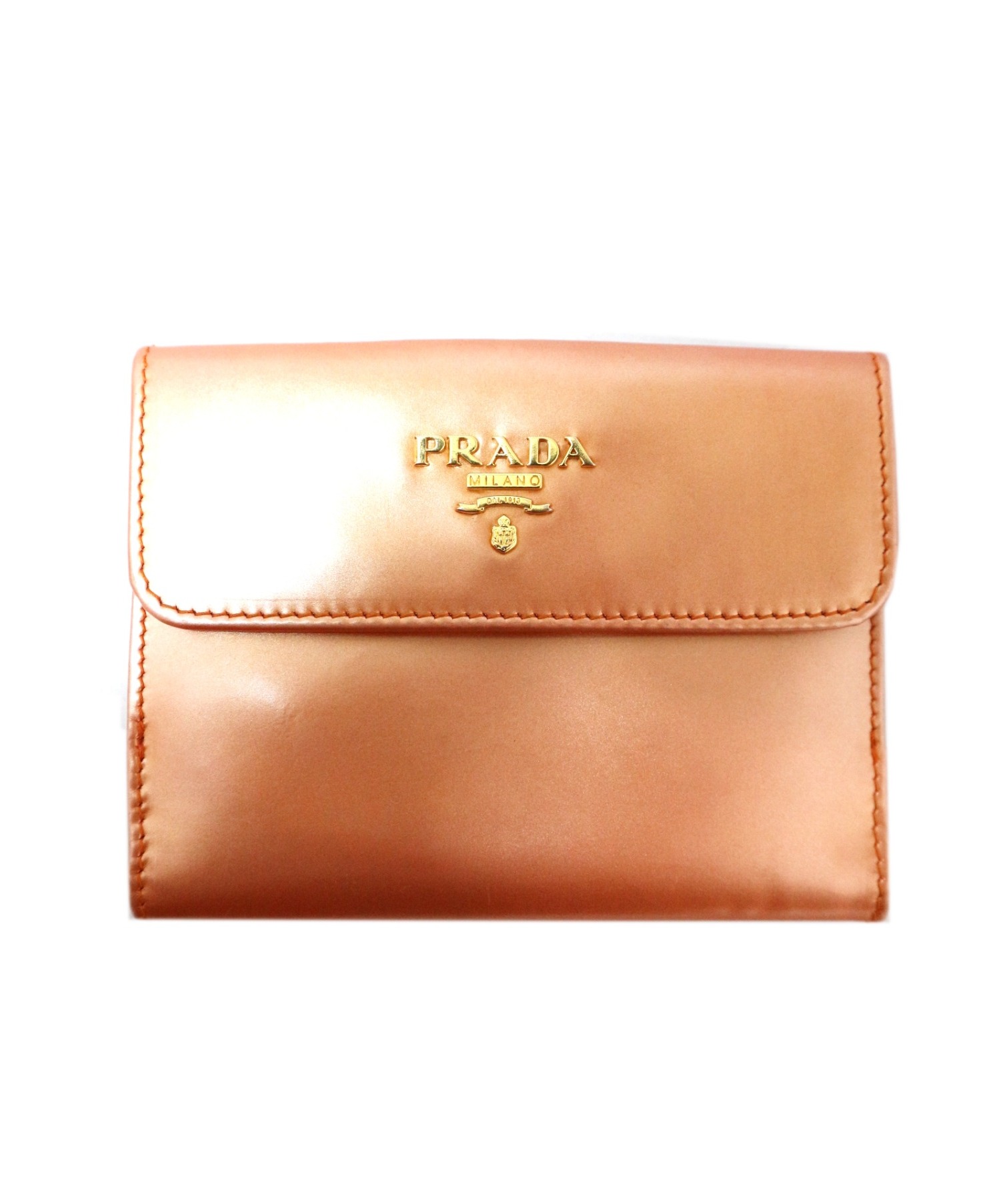 中古 古着通販 Prada プラダ 2つ折り財布 ピンクゴールド ブランド 古着通販 トレファク公式 Trefac Fashion