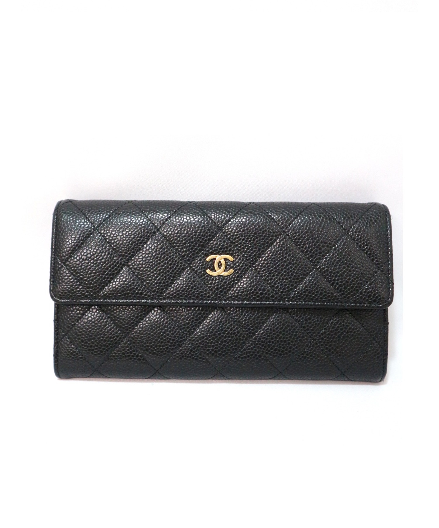 中古 古着通販 Chanel シャネル キャビアスキンココマーク長財布 ブラック ブランド 古着通販 トレファク公式 Trefac Fashion