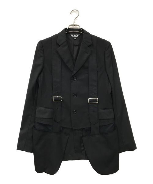 BLACK COMME des GARCONS（ブラック コムデギャルソン）BLACK COMME des GARCONS (ブラックコムデギャルソン) CUT BODY WOOL TAILORED JACKET ブラック サイズ:Mの古着・服飾アイテム