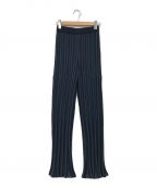 LE CIEL BLEUルシェルブルー）の古着「Random Stripe Knit Pants（ランダム ストライプ ニット パンツ）」｜ネイビー