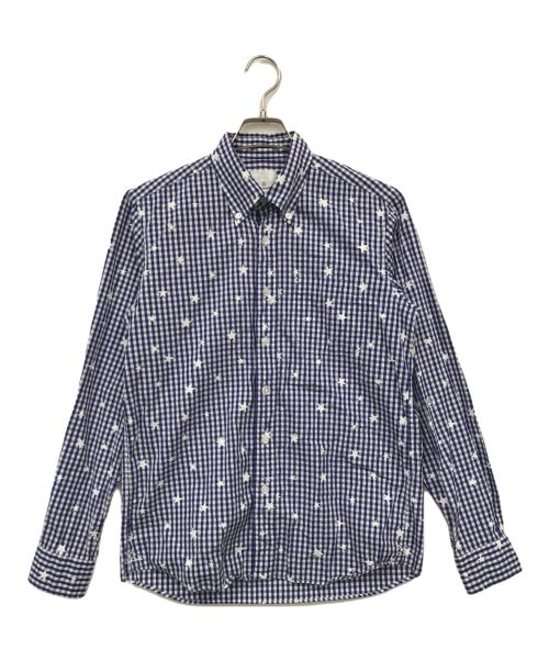 uniform experiment（ユニフォームエクスペリメント）uniform experiment (ユニフォームエクスペリメント) STAR PRINT GINGHAM CHECK B.D SHIRT ブルー サイズ:1の古着・服飾アイテム