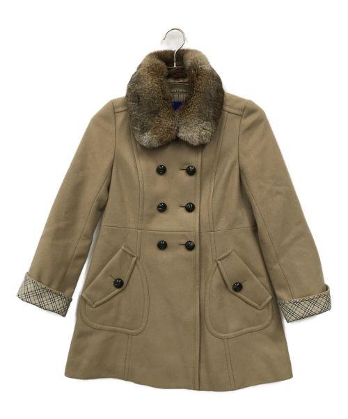 BURBERRY BLUE LABEL（バーバリーブルーレーベル）BURBERRY BLUE LABEL (バーバリーブルーレーベル) ラビットファー付コート ベージュ サイズ:SIZE36の古着・服飾アイテム