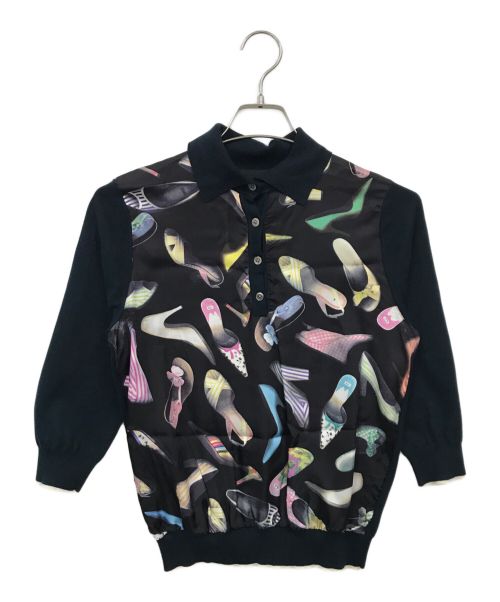 Paul Smith BLACK（ポールスミスブラック）Paul Smith BLACK (ポールスミスブラック) ニットポロシャツ ネイビー サイズ:Mの古着・服飾アイテム