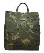 GUCCIグッチ）の古着「Floral Fabric Top Handle Tote Bag（フローラル パブリック トップ ハンドル トートバッグ）」｜オリーブ