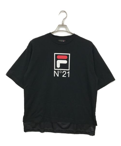 N°21（ヌメロヴェントゥーノ）N°21 (ヌメロヴェントゥーノ) FILA (フィラ) コラボプリントTシャツ ブラック サイズ:Mの古着・服飾アイテム