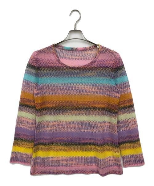 missoni（ミッソーニ）missoni (ミッソーニ) クルーネックニット ピンク サイズ:記載なしの古着・服飾アイテム