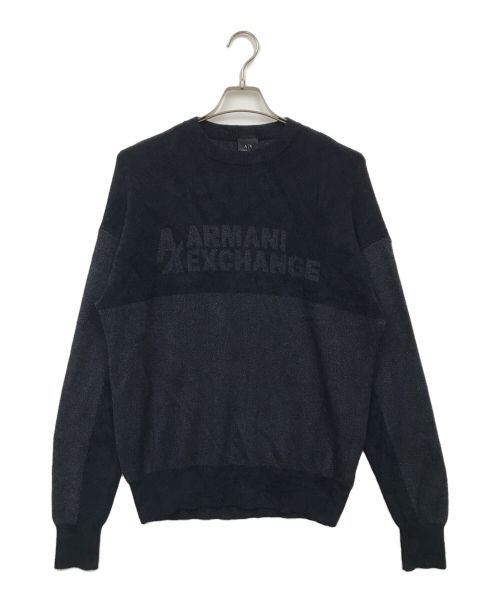 ARMANI EXCHANGE（アルマーニ エクスチェンジ）ARMANI EXCHANGE (アルマーニ エクスチェンジ) ロゴクルーネックニット ネイビー サイズ:XSの古着・服飾アイテム